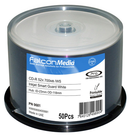 Picture of CD-R Falcon Media FTI SMART GUARD Inkjet White 